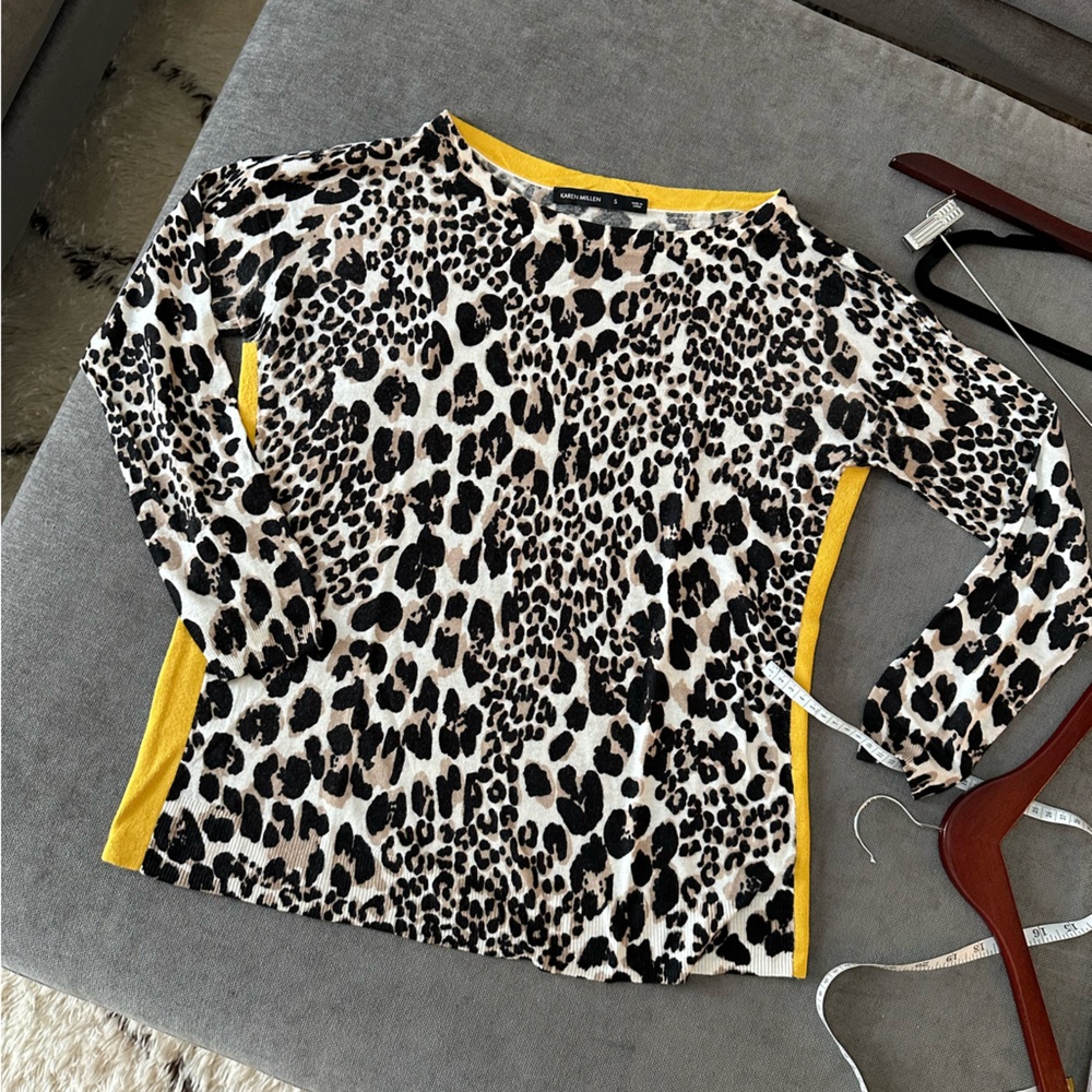 Karen Millen Animal Print Sweater with Yellow Side Detail